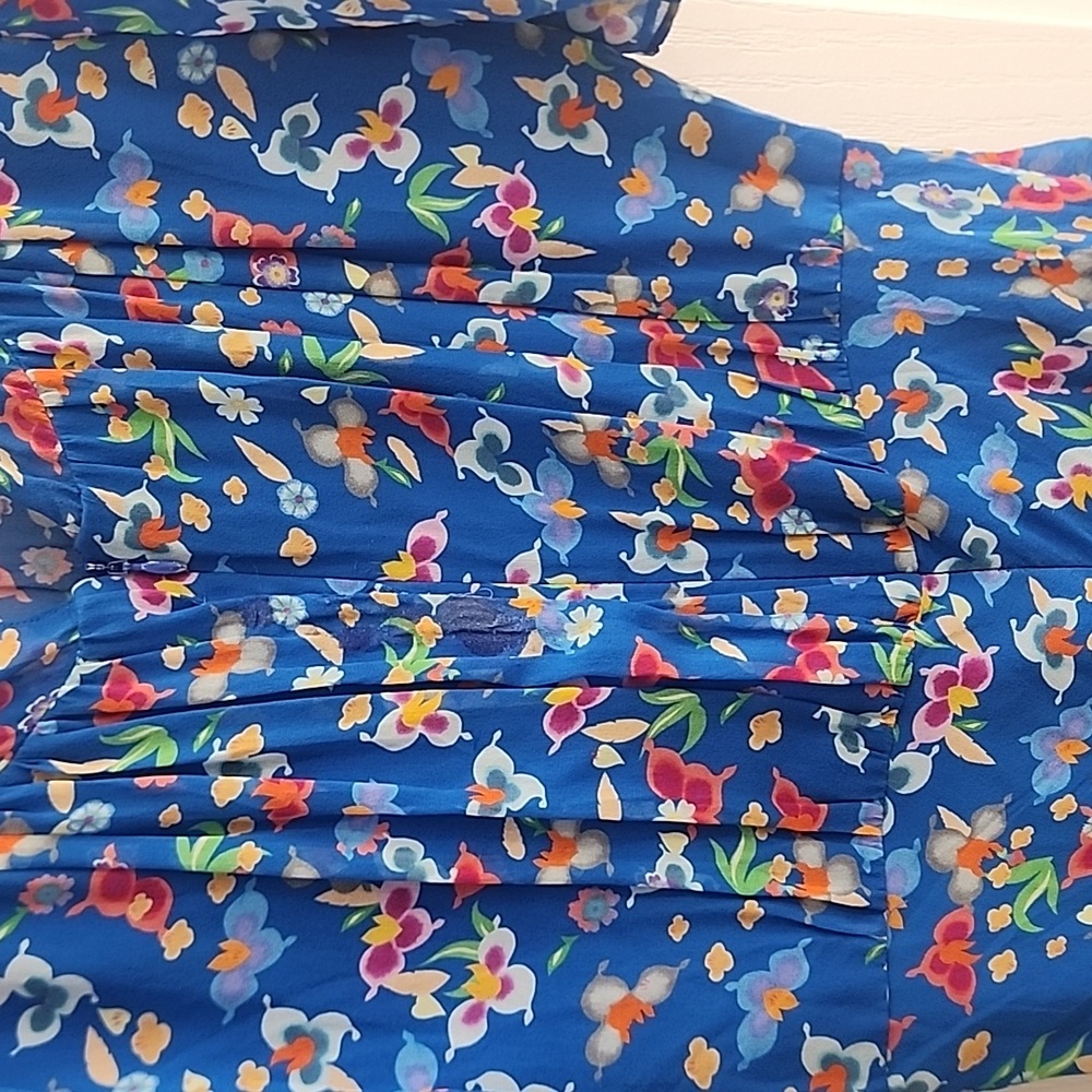 Saloni Floral Blue sz 6 Vida Tiered Dress - Picture 7 of 7